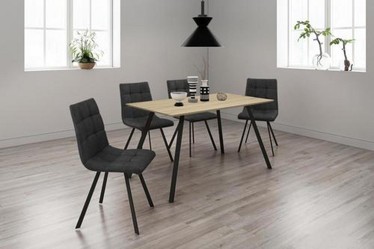 TISCHGRUPPE Anthrazit, Schwarz, Eichefarben  - Eichefarben/Anthrazit, MODERN, Holz/Textil - Livetastic