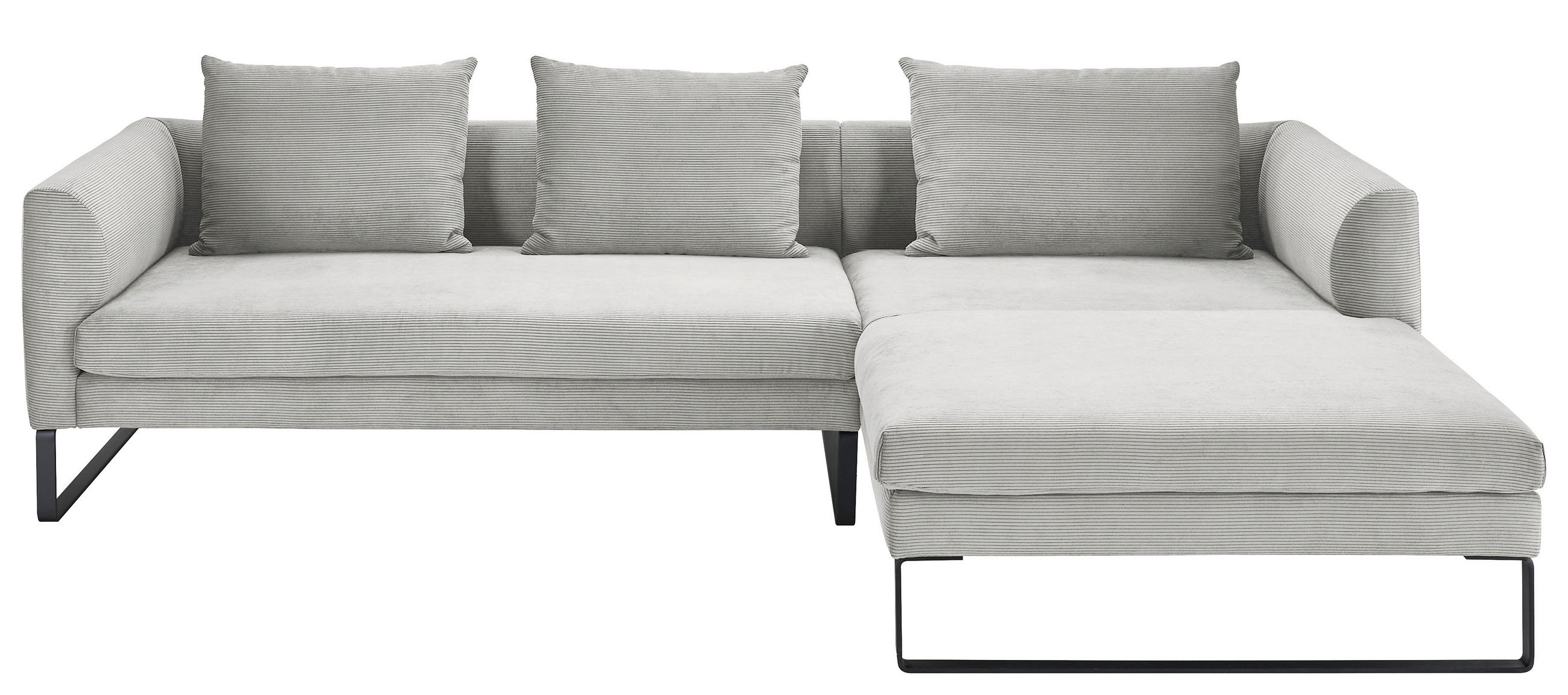 ECKSOFA Grau Cord  - Schwarz/Grau, KONVENTIONELL, Textil/Metall (284/178cm) - Hom`in