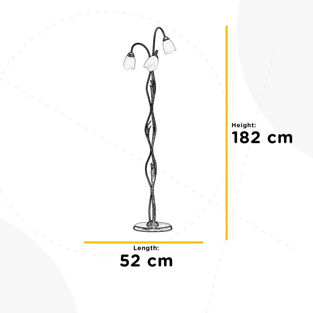STEHLEUCHTE 52/168 cm    - Bronzefarben, KONVENTIONELL, Glas/Metall (52/168cm)