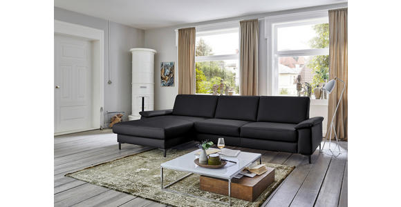 ECKSOFA  in Echtleder Anthrazit  176/334 cm  - Anthrazit/Schwarz, Design, Leder/Metall (176/334cm) - Dieter Knoll