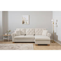 ECKSOFA in Hellgrau  - Buchefarben/Hellgrau, Design, Holz/Textil (266/161cm) - MID.YOU