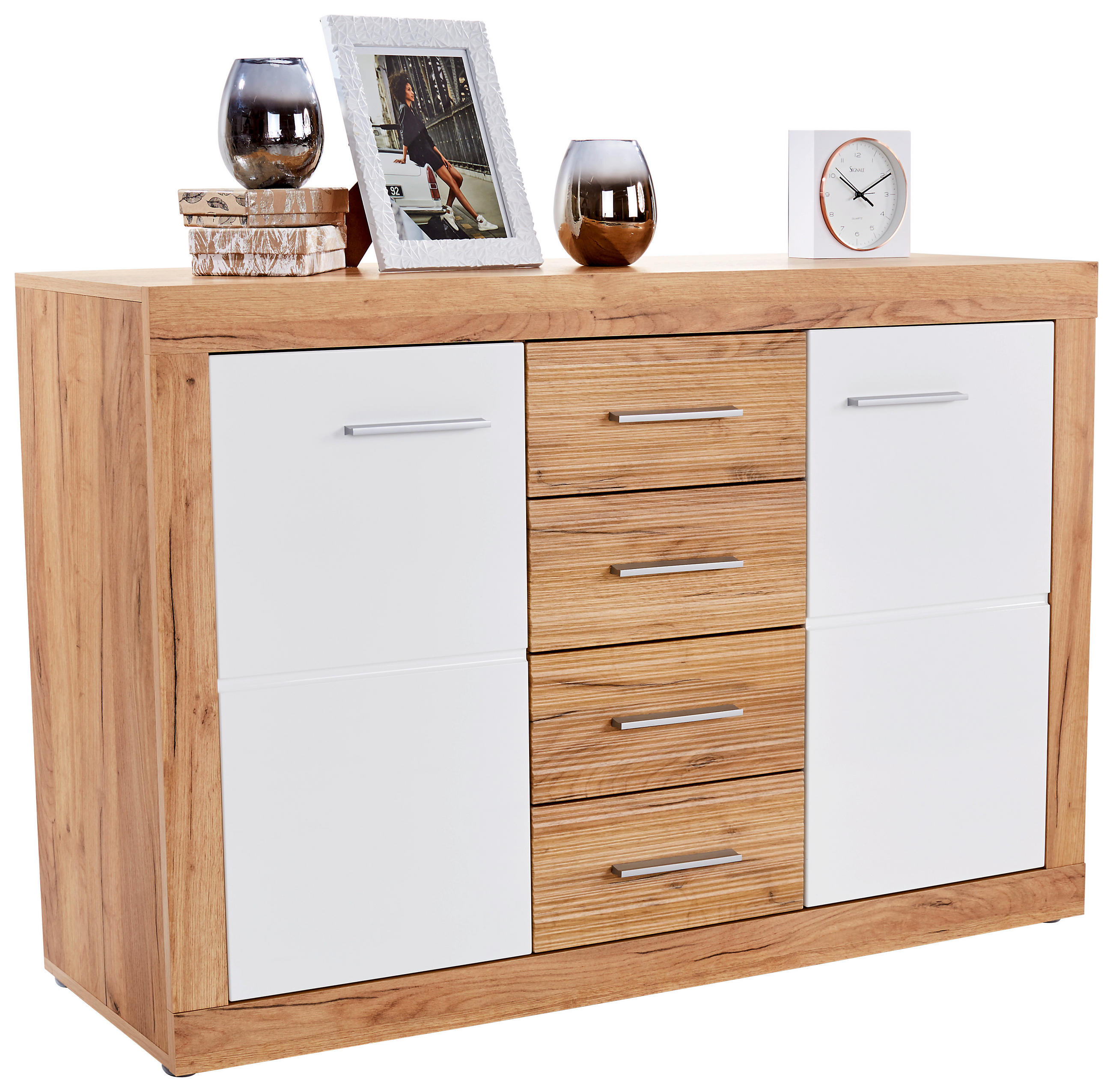 Kommode Xeno, Weiß/Eichefarben BxHxT: 137,5x86x39,9 cm