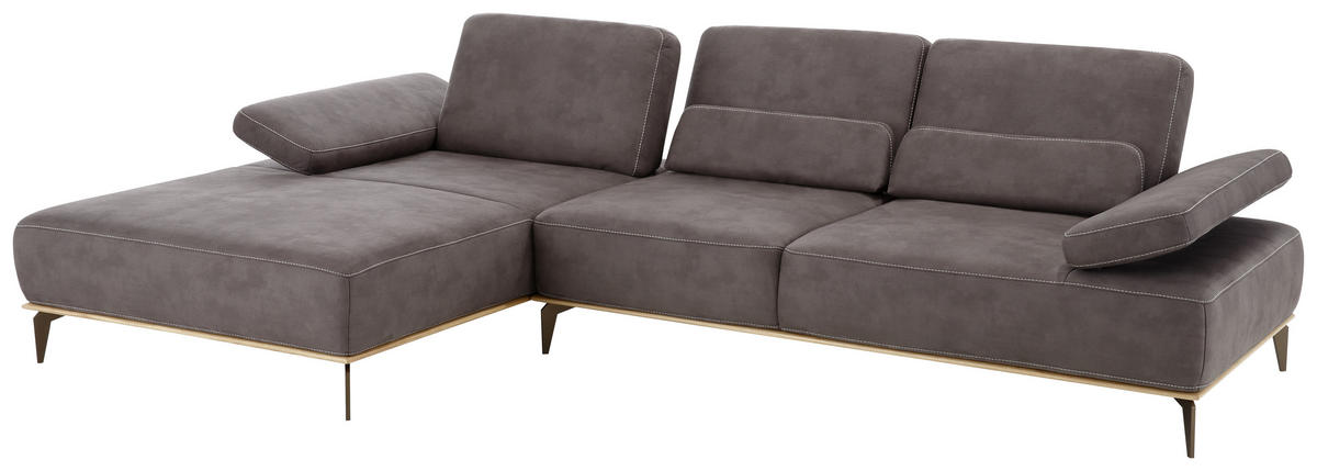 SEDEŽNA GARNITURA, mikrovlakna mocha rjava  - mocha rjava/bež, Natur, kovina/tekstil (176/298cm) - Valnatura