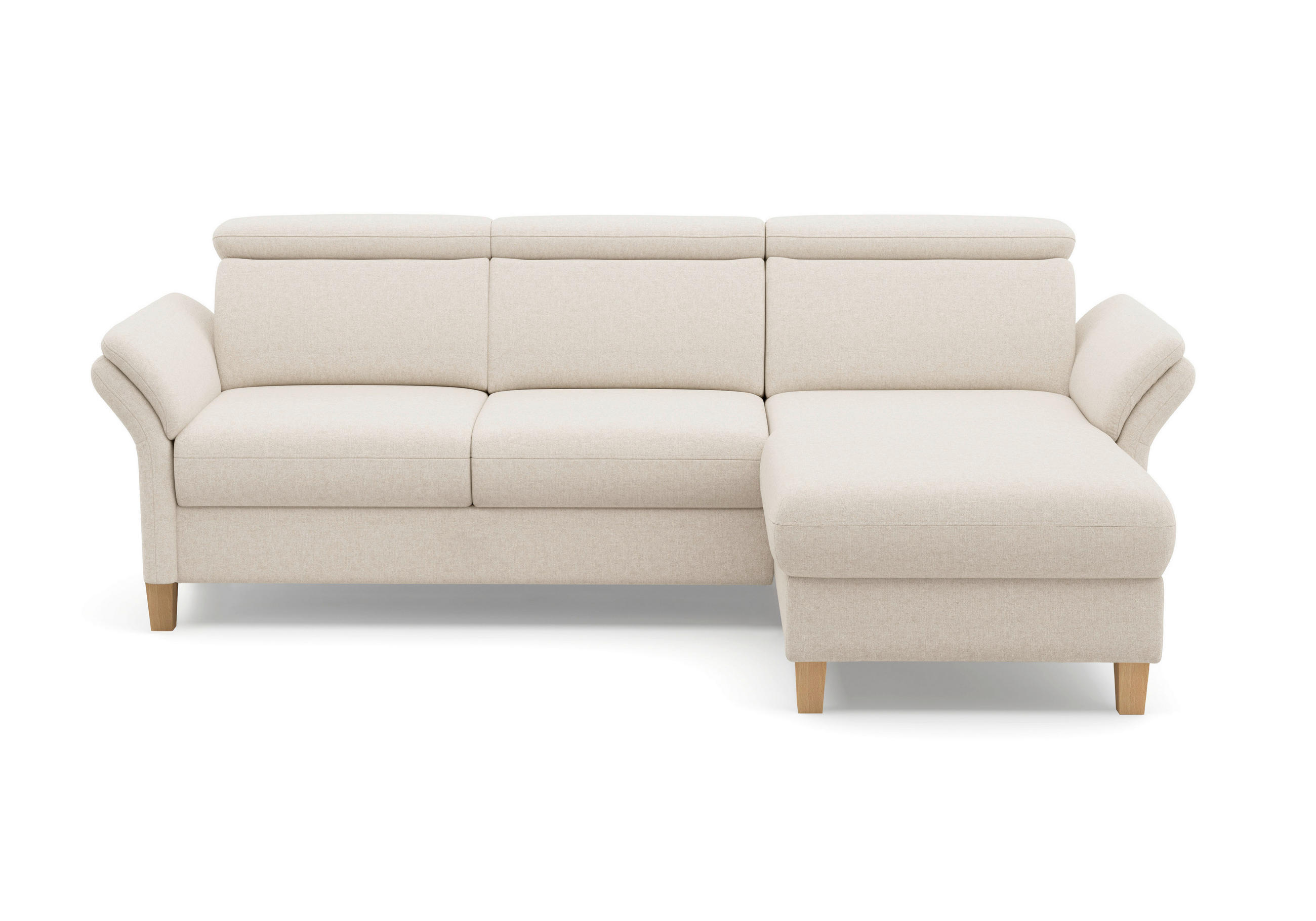 ECKSOFA GLENDALE E Creme Flachgewebe  - Eichefarben/Creme, KONVENTIONELL, Holz/Textil (253/166cm) - Sit & More