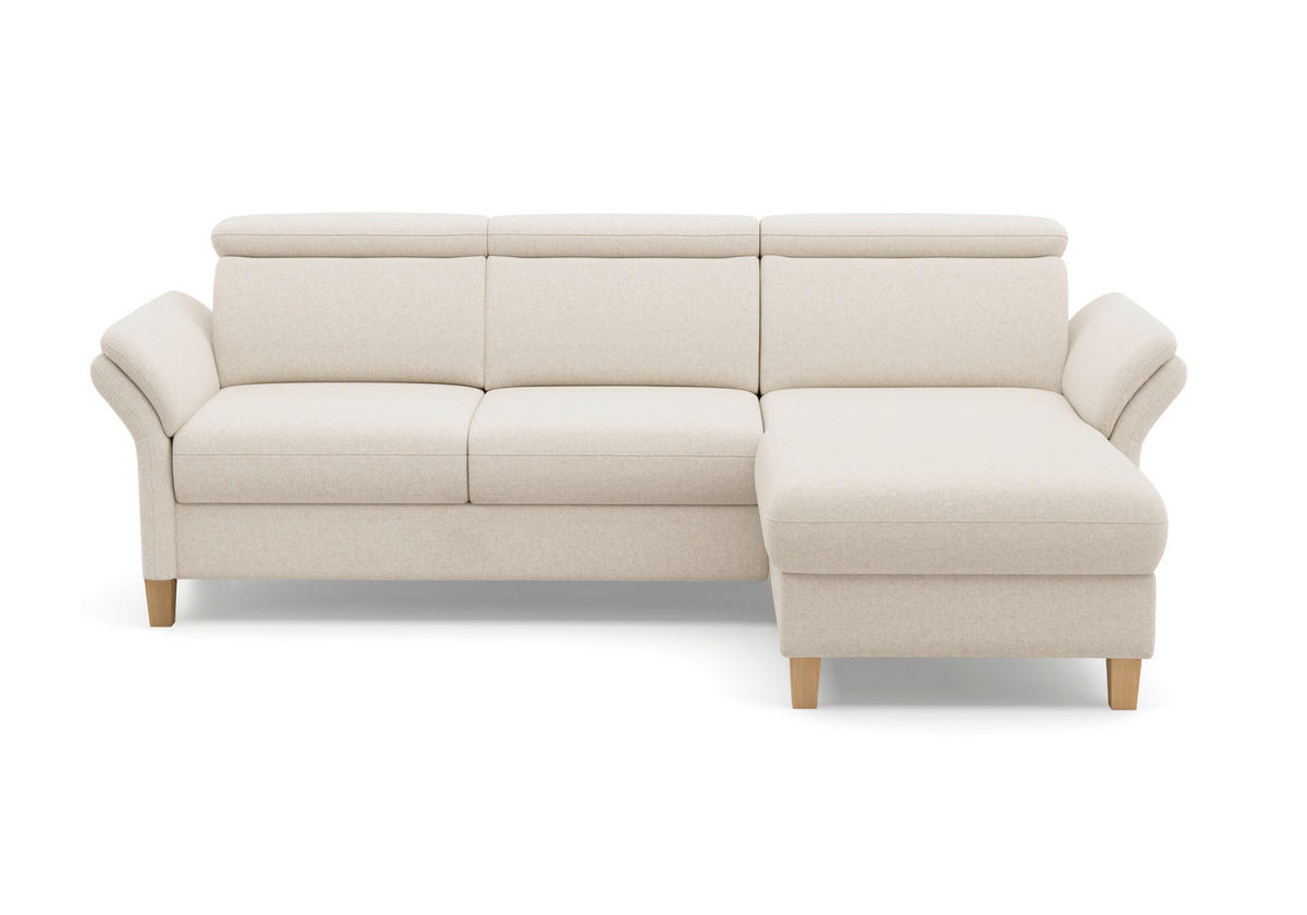 ECKSOFA GLENDALE E Creme Flachgewebe  - Eichefarben/Creme, KONVENTIONELL, Holz/Textil (253/166cm) - Sit & More
