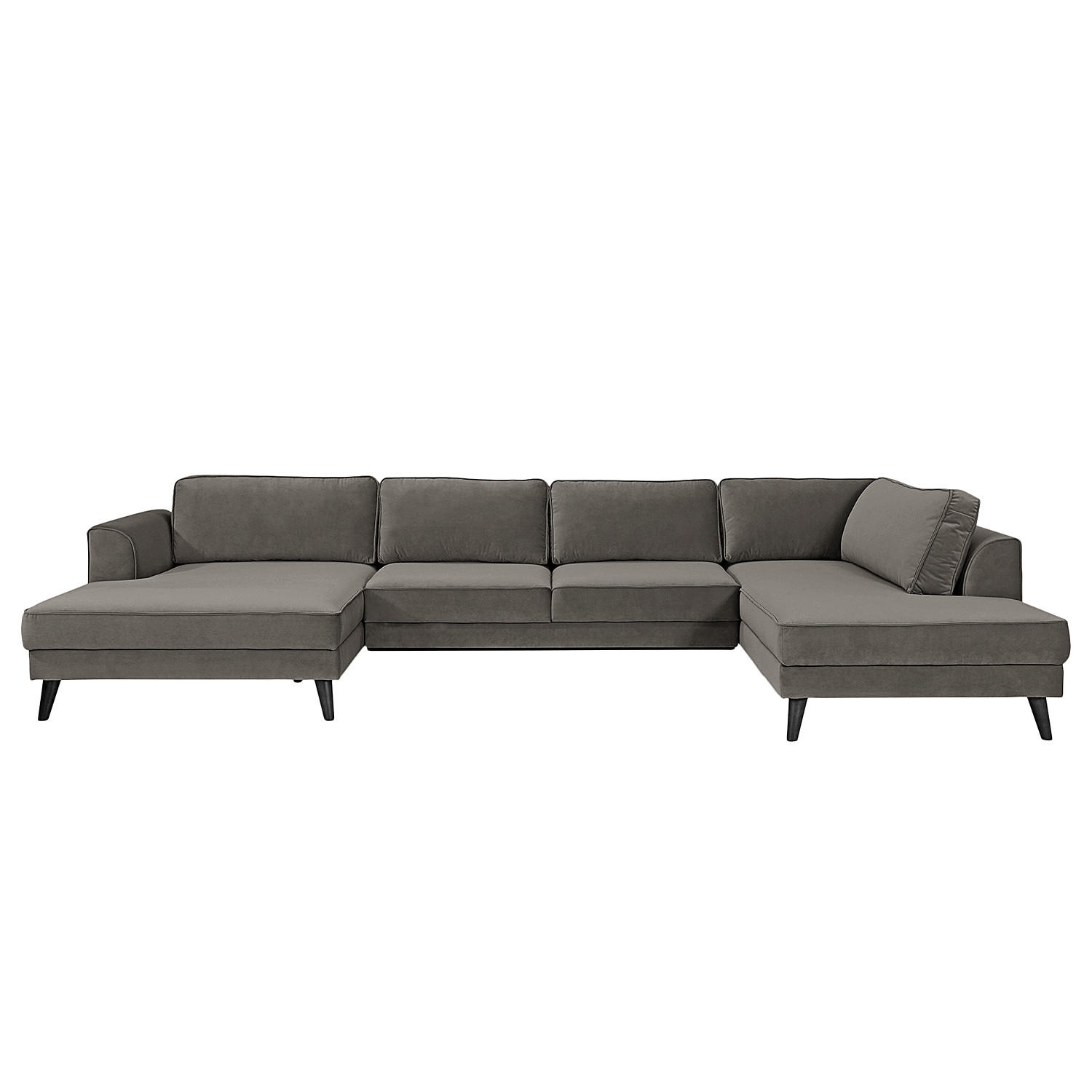 Thumbnail - Trendmanufaktur Wohnlandschaft, Grau, Textil, Wenge, 6-Sitzer, U-Form, 354x85x201 cm, Made in Europe, Typenauswahl, Stof...