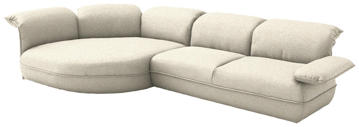 ECKSOFA  in Chenille Beige  154/343 cm  - Beige/Schwarz, Design, Kunststoff/Textil (154/343cm) - Koinor