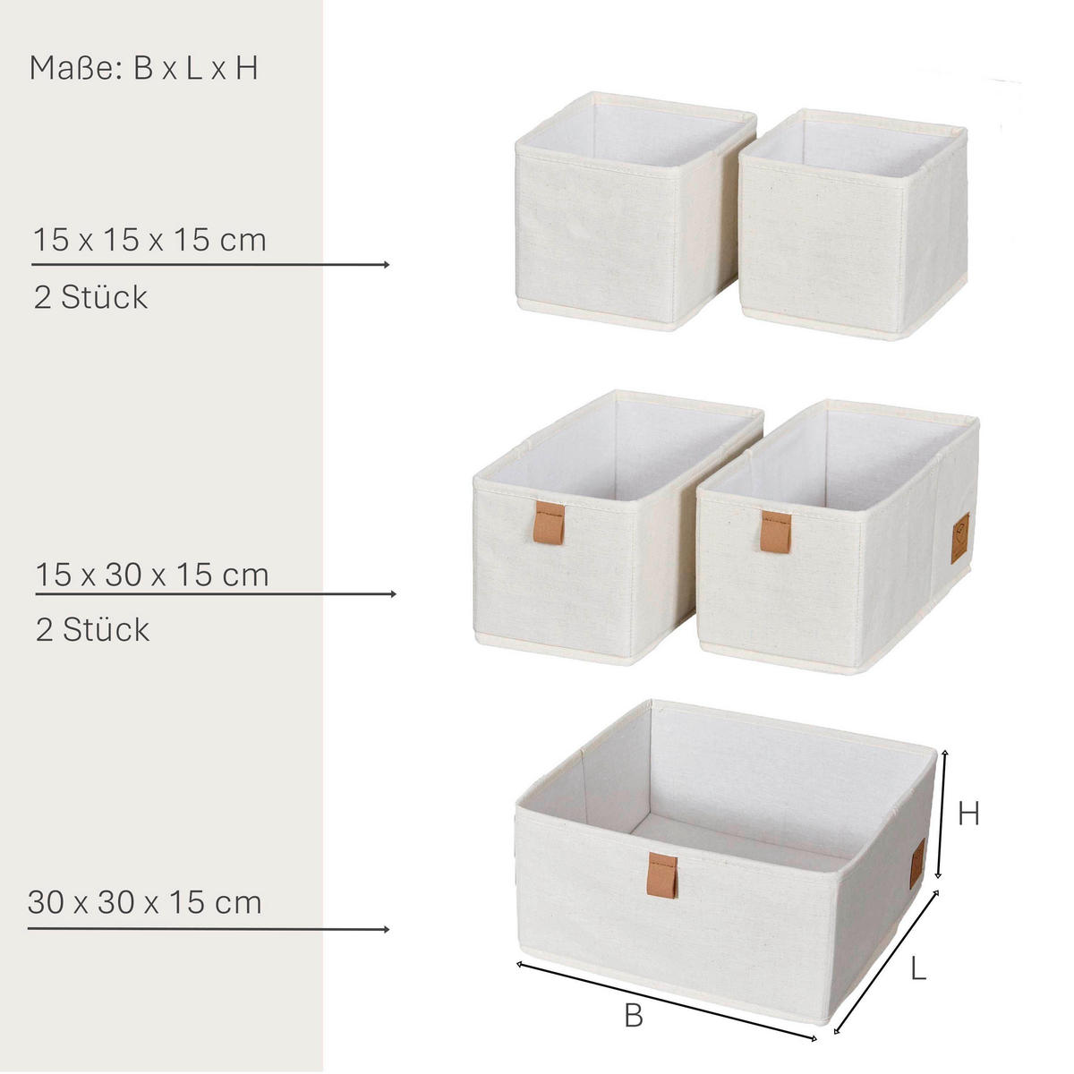 AUFBEWAHRUNGSBOXEN-SET Premium  - Beige, Basics, Karton/Textil - Store It