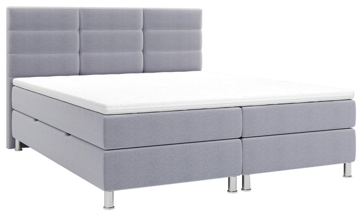 BOXBETT 160/200 cm  in Hellgrau  - Chromfarben/Hellgrau, KONVENTIONELL, Textil/Metall (160/200cm) - Carryhome