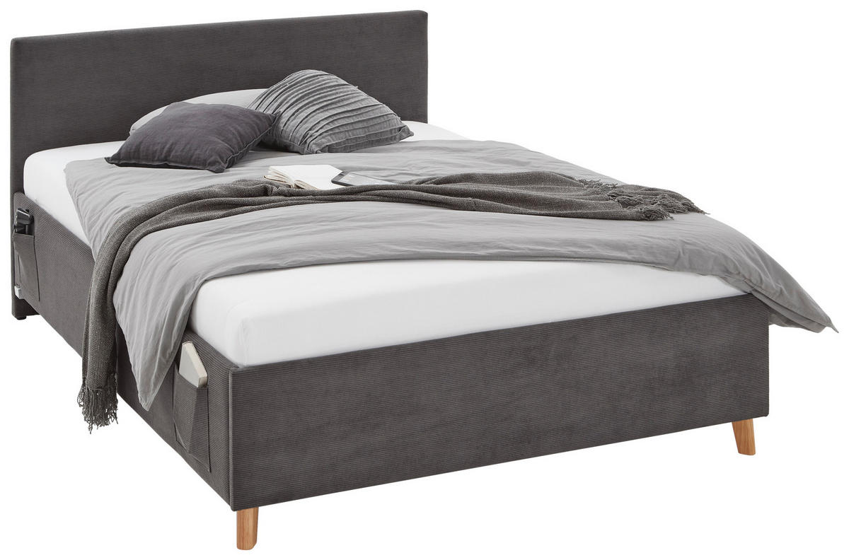 POLSTERBETT Lattenrost, Bettkasten Anthrazit 140/200 cm  - Eichefarben/Anthrazit, KONVENTIONELL, Holz/Textil (140/200cm) - Stylife