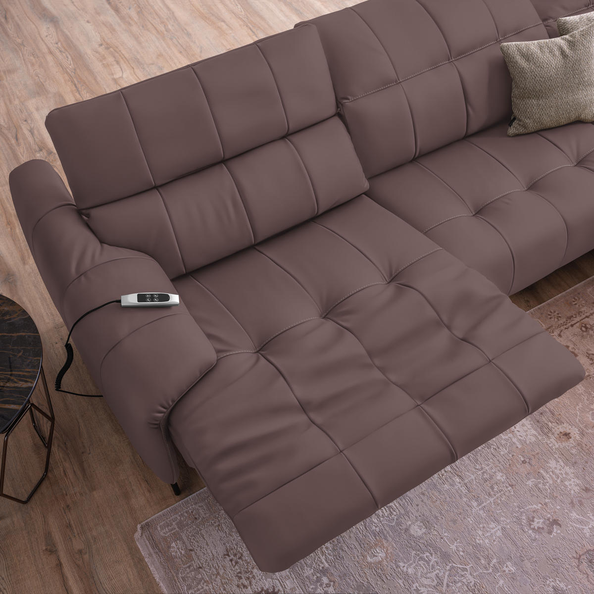 ECKSOFA  in Echtleder Altrosa  313/165 cm  - Beige/Schwarz, Design, Leder/Metall (313/165cm) - Belluti