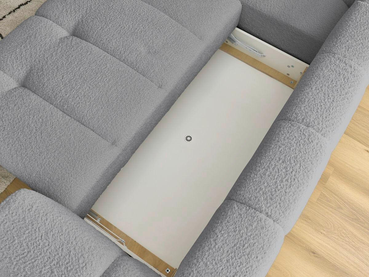 ECKSCHLAFSOFA FUJI Bouclé Dunkelgrau  inkl.  - Dunkelgrau/Schwarz, MODERN, Kunststoff/Textil (204/282cm)
