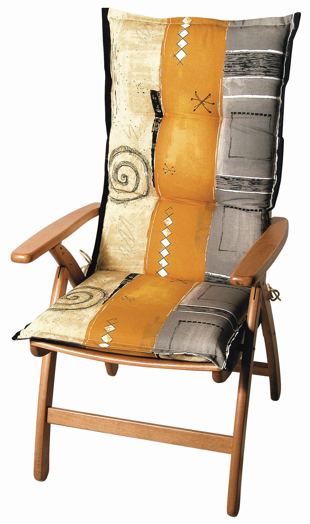 SESSELAUFLAGE in Grau, Naturfarben, Orange Streifen  - Naturfarben/Orange, LIFESTYLE, Textil (50/9/120cm)