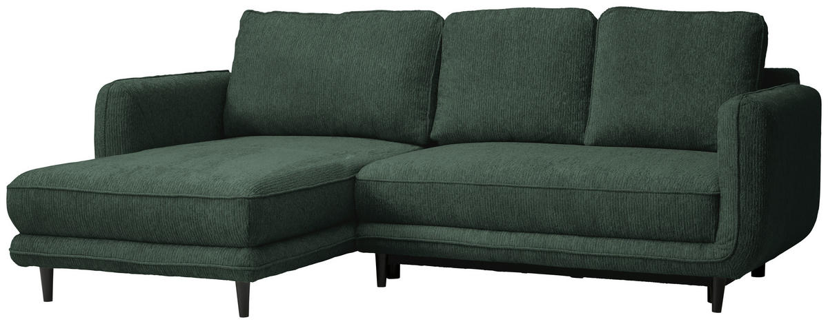 ECKSOFA in Struktur Dunkelgrün  - Dunkelgrün/Schwarz, Konventionell, Holz/Textil (170/247cm) - Carryhome
