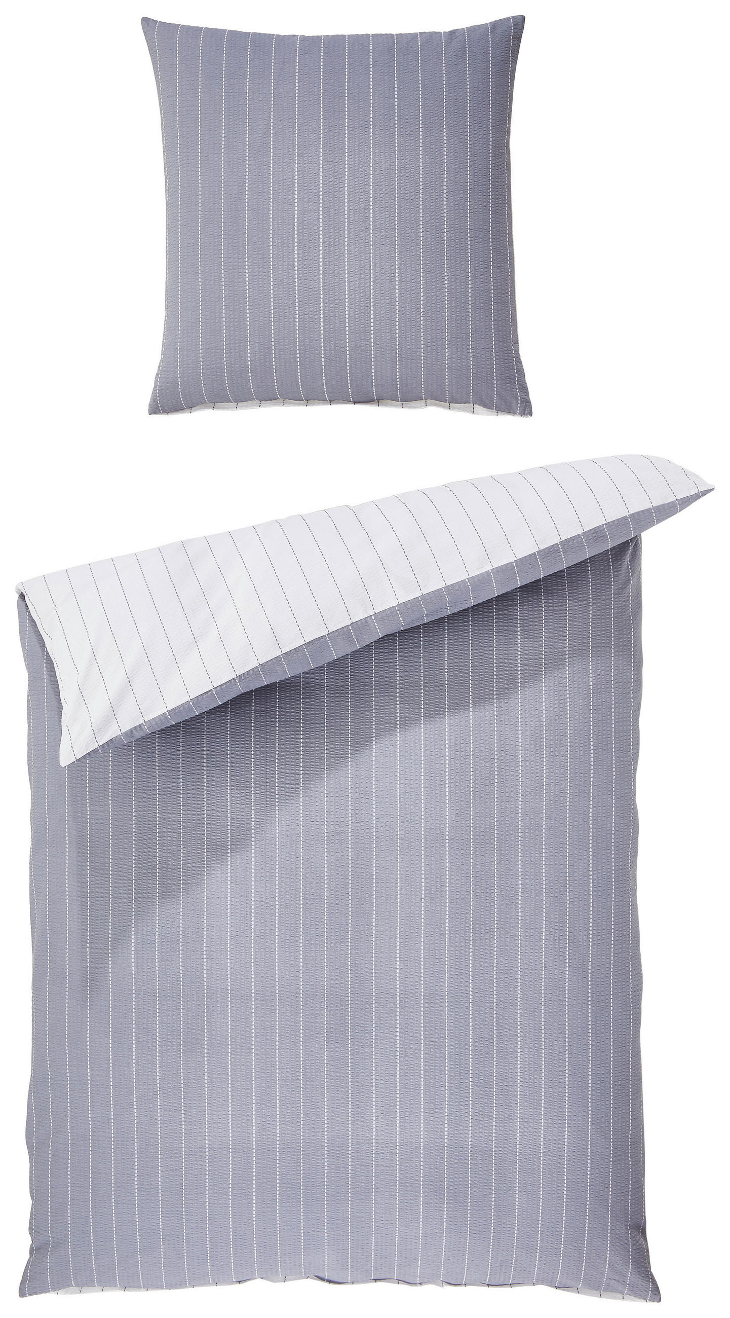 WENDEBETTWÄSCHE TANGO Seersucker  - Silberfarben, KONVENTIONELL, Textil (155/220cm) - Janine