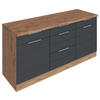 KÜCHENUNTERSCHRANK 180/86/60 cm  in Grau, Eiche Wotan  - Eiche Wotan/Grau, Design, Holzwerkstoff/Metall (180/86/60cm) - Held