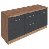 KÜCHENUNTERSCHRANK 180/86/60 cm  in Grau, Eiche Wotan  - Eiche Wotan/Grau, Design, Holzwerkstoff/Metall (180/86/60cm) - Held