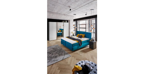 BOXSPRINGBETT 160/200 cm  in Türkis  - Türkis/Schwarz, Design, Textil/Metall (160/200cm) - Esposa