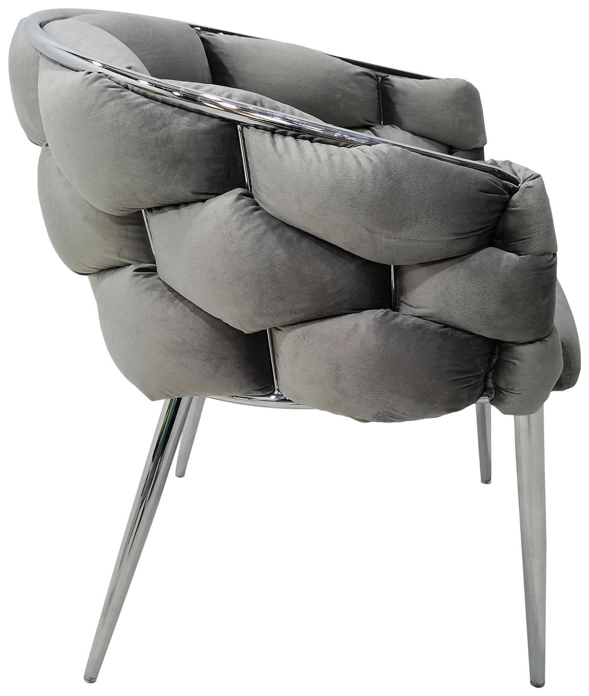 ARMLEHNSTUHL-SET 2 Stück  in Samt  - Silberfarben/Grau, MODERN, Textil/Metall (65/79/61cm) - Kayoom