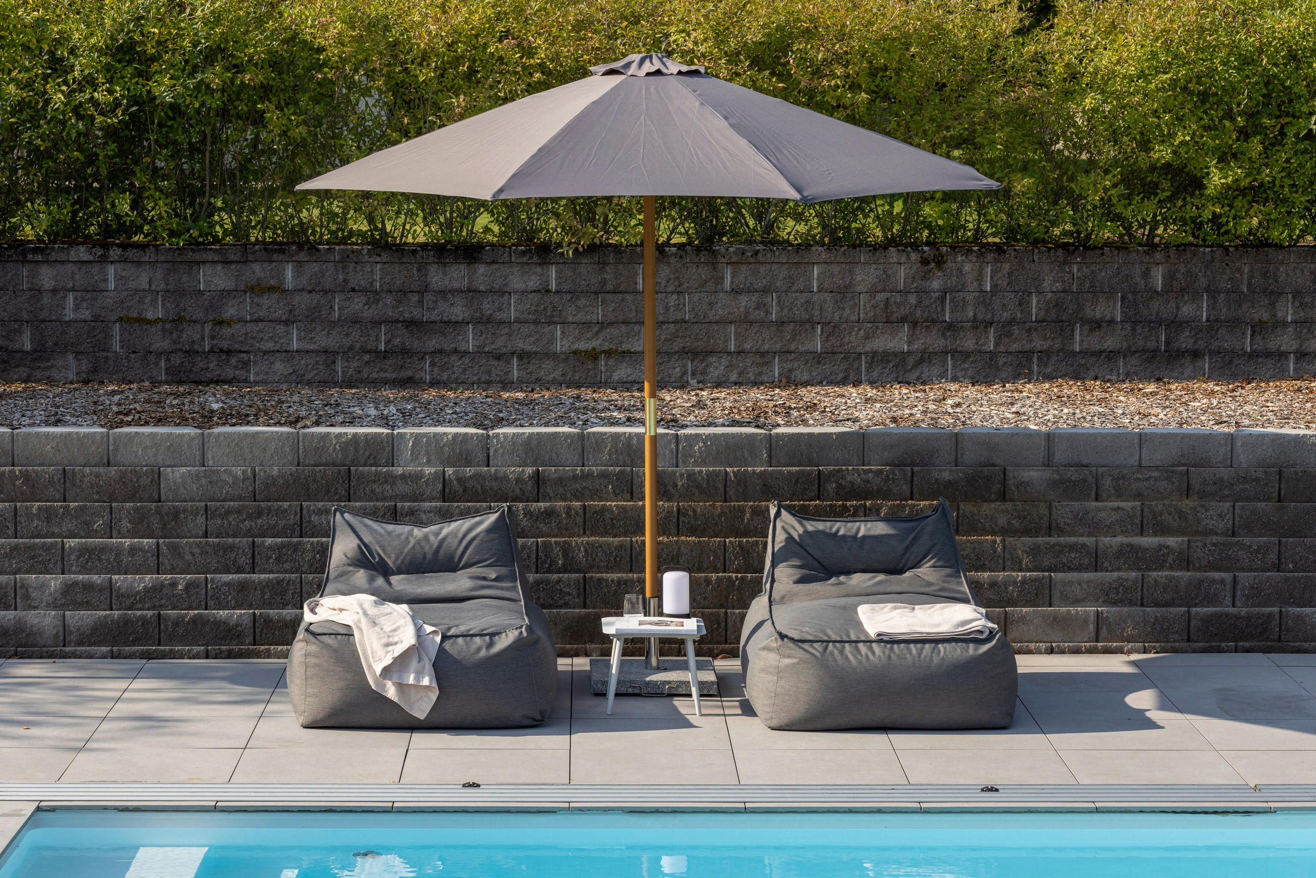 SONNENSCHIRM 300 cm  - Grau, KONVENTIONELL, Holz/Textil (300/244cm) - Gardenson