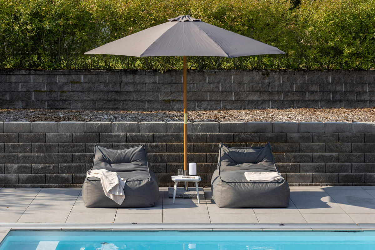 SONNENSCHIRM 300 cm  - Grau, KONVENTIONELL, Holz/Textil (300/244cm) - Gardenson
