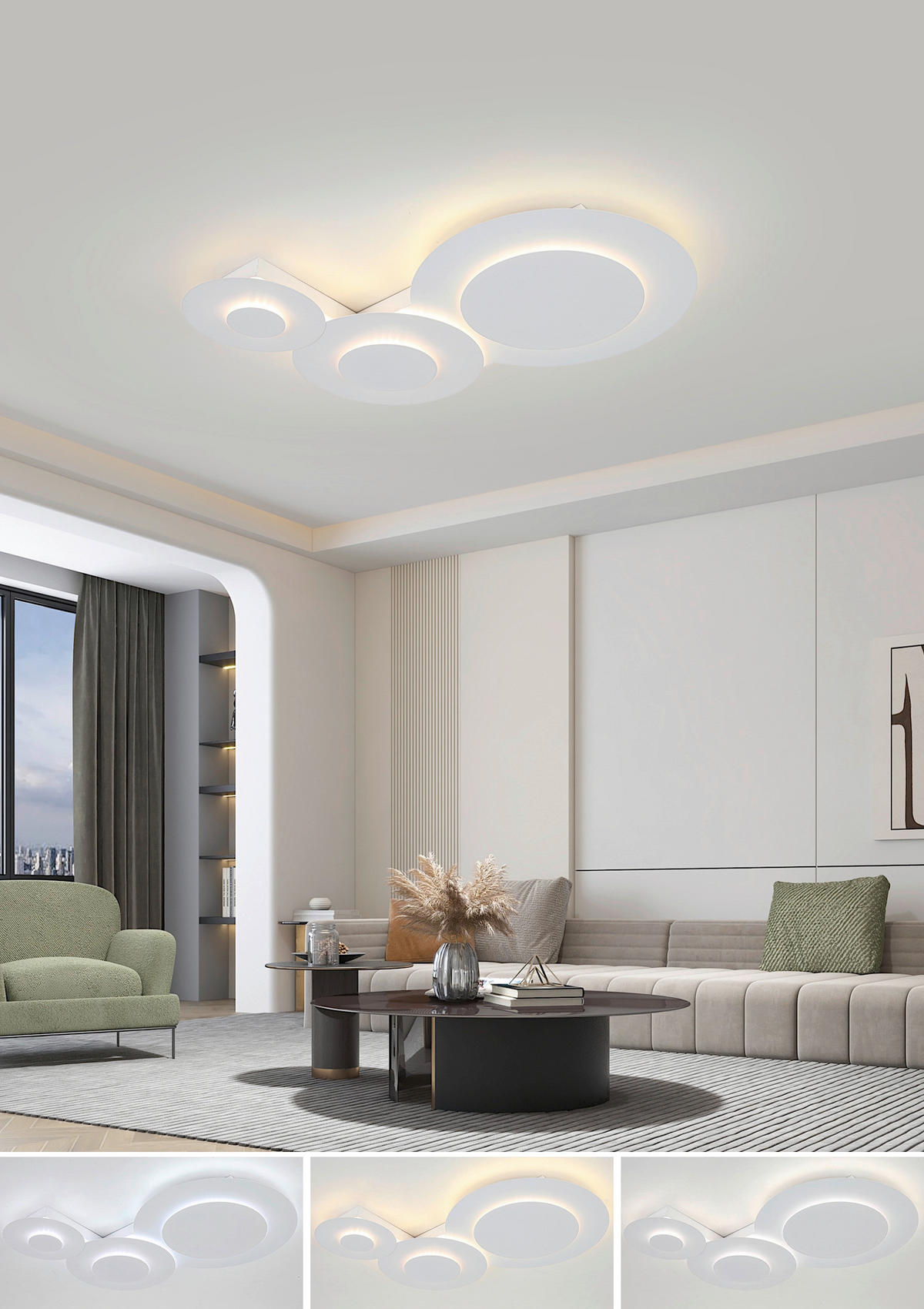 DECKENLEUCHTE    60/45/6 cm  - Weiß, Design, Kunststoff/Metall (60/45/6cm) - Collet's Monde