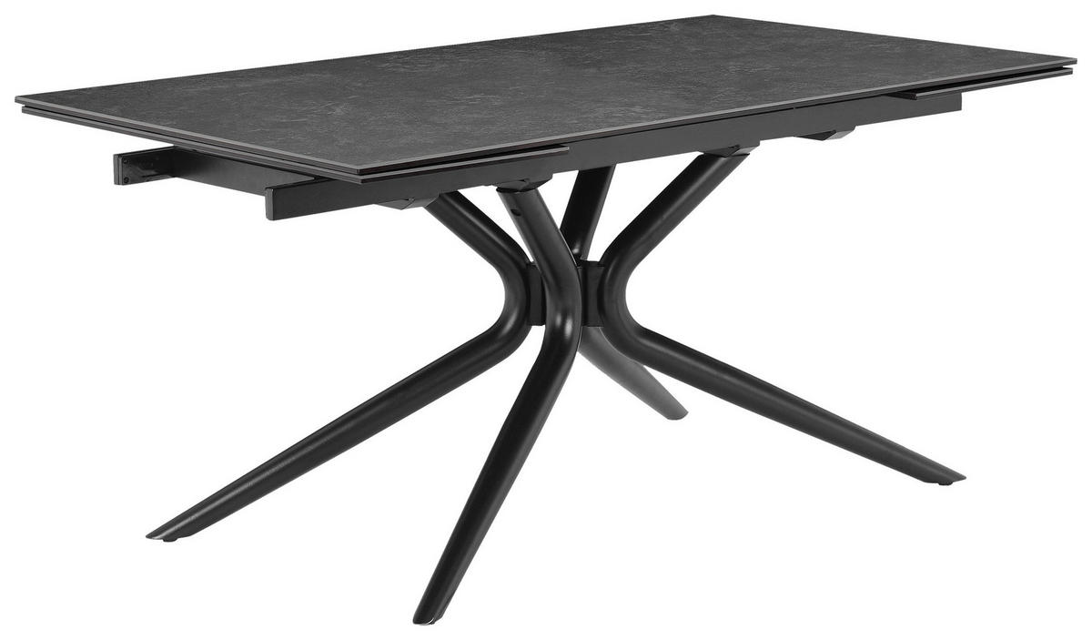 ESSTISCH 160-240/90/76 cm  Metall, Glas, Keramik ausziehbar rechteckig Grau, Schwarz  - Schwarz/Grau, MODERN, Glas/Keramik (160-240/90/76cm) - P & B