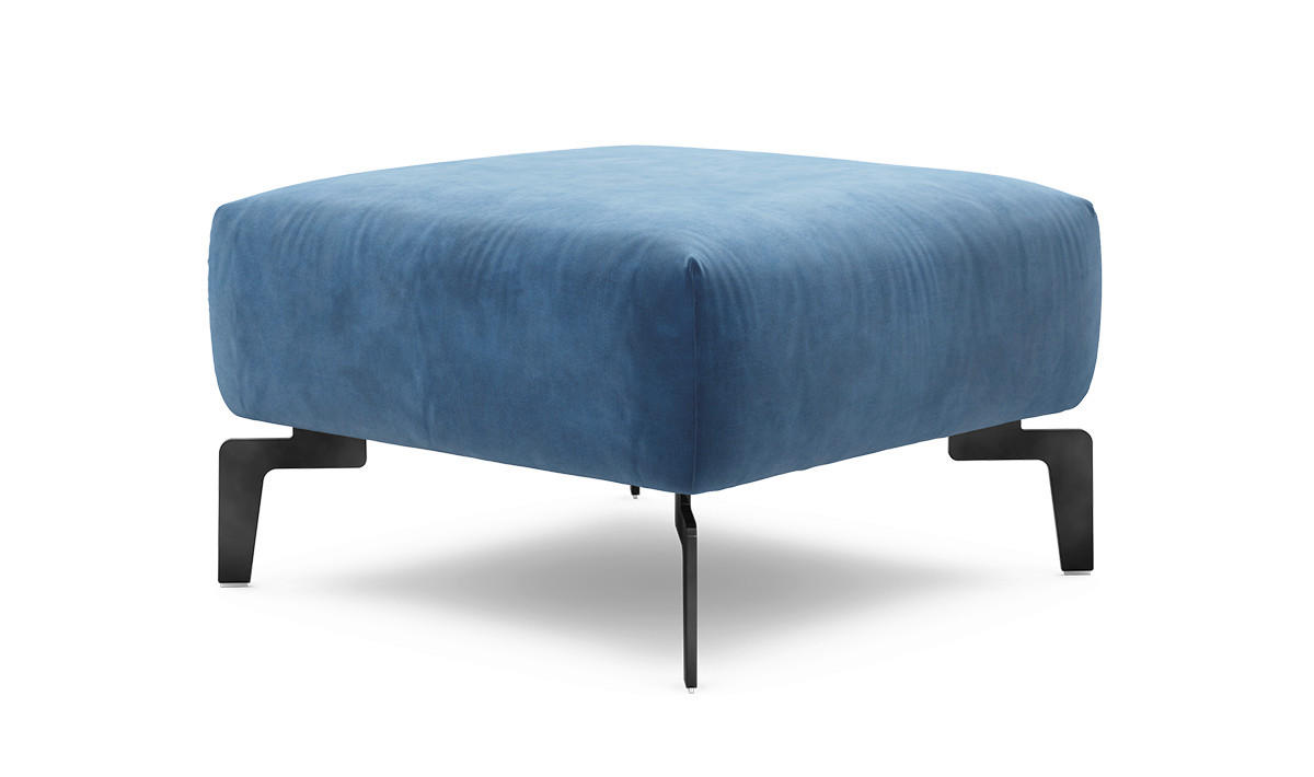 HOCKER Samt Blau  - Blau/Schwarz, Design, Textil/Metall (70/70/46cm) - SENSOO