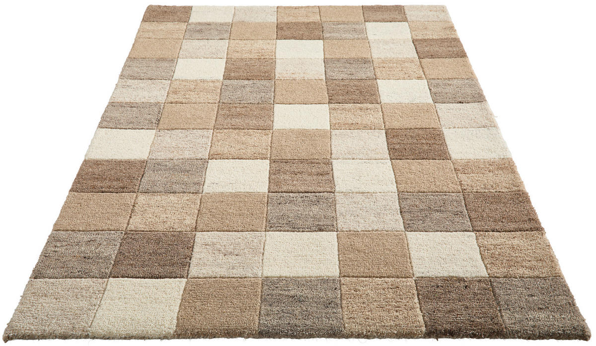 WOLLTEPPICH Wohnzimmer 120/170 cm MULTI BOX Naturfarben, Beige rechteckig  - Beige/Naturfarben, Design, Textil (120/170cm) - Linea Natura