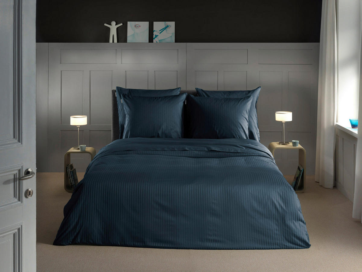 BETTWÄSCHE Banda Makosatin 155/220 cm  - Dunkelblau, Basics, Textil (155/220cm)