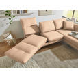 ECKSOFA  in Flachgewebe Lachsfarben Armteilverstellung, Relaxfunktion, Drehsitzfunktion  255-365/175-224 cm  - Schwarz/Lachsfarben, Design, Textil/Metall (255-365/175-224cm) - Dieter Knoll