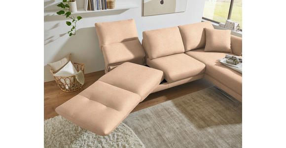 ECKSOFA  in Flachgewebe Lachsfarben Armteilverstellung, Relaxfunktion, Drehsitzfunktion  255-365/175-224 cm  - Schwarz/Lachsfarben, Design, Textil/Metall (255-365/175-224cm) - Dieter Knoll