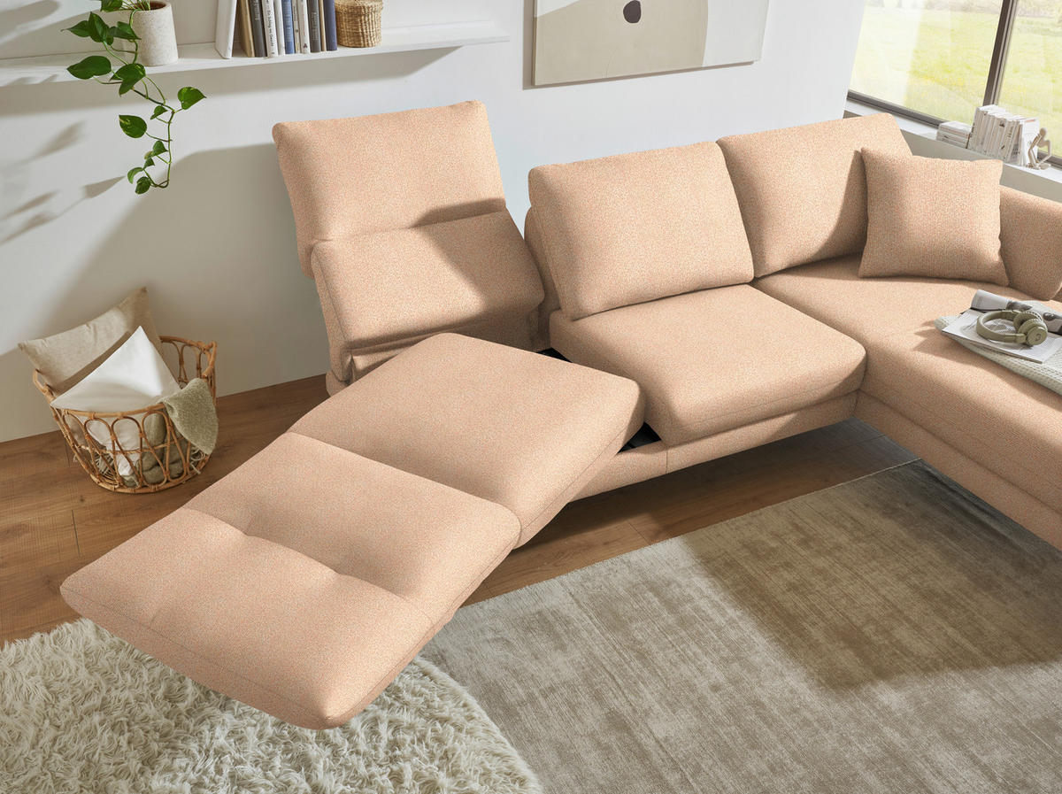 ECKSOFA Flachgewebe Lachsfarben  - Schwarz/Lachsfarben, Design, Textil/Metall (255-365/175-224cm) - Dieter Knoll