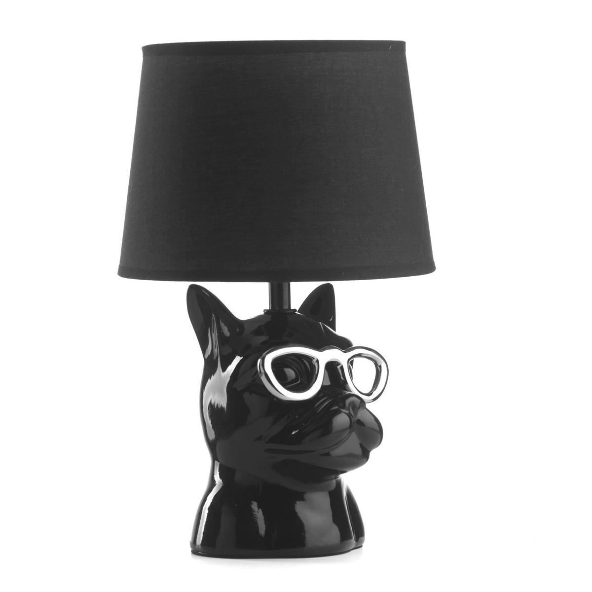 STOLNÍ LAMPA, E14, 18/29 cm  - černá, Trend, textil/keramika (18/29cm)