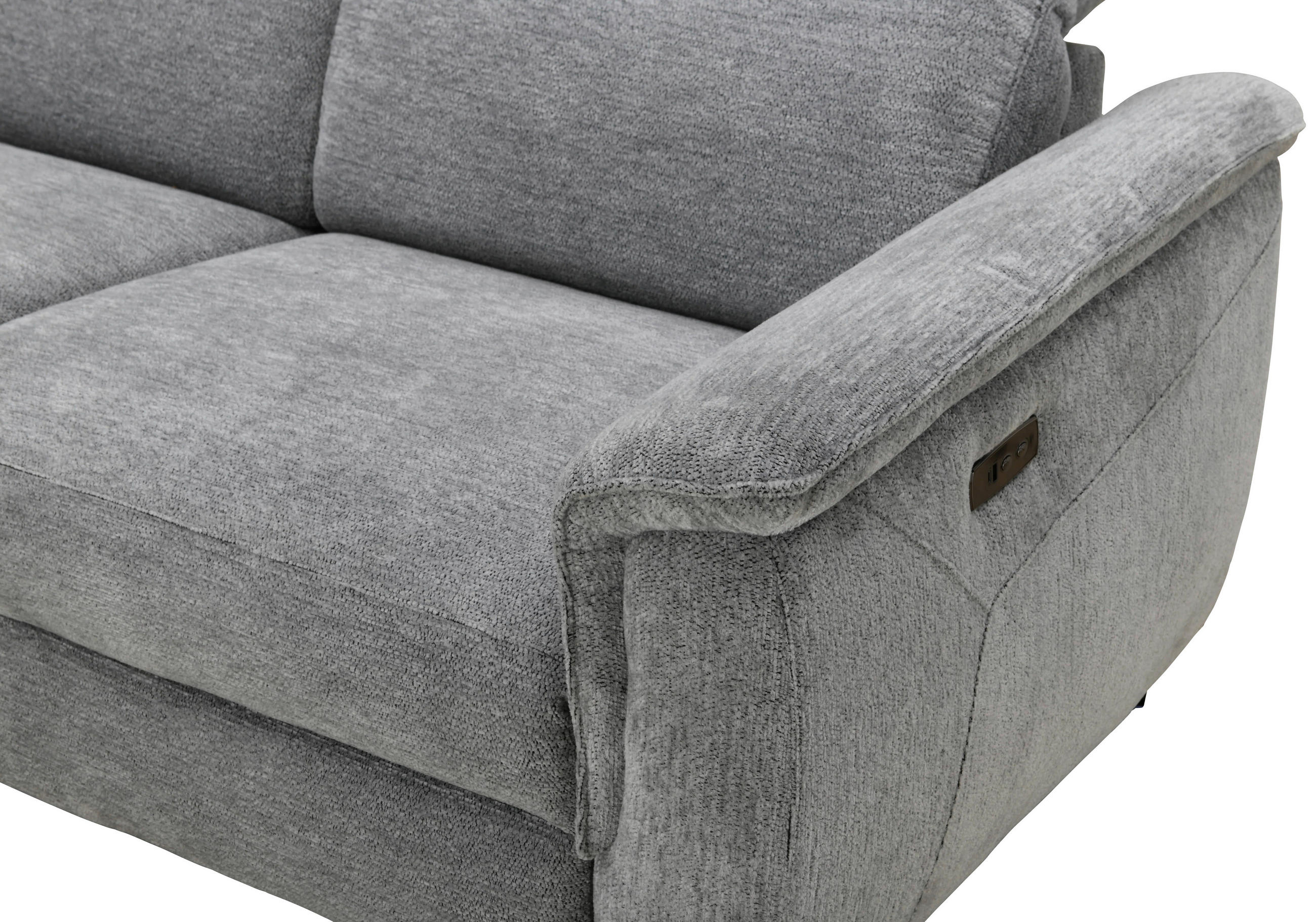ECKSOFA Grau Chenille Relaxfunktion, Kopfteilverstellung, Stauraum  - Schwarz/Grau, Design, Textil/Metall (220/266cm) - Xora