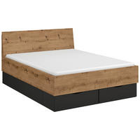 BETT 140/200 cm  in Graphitfarben, Eiche Artisan   - Graphitfarben/Eiche Artisan, Trend, Holzwerkstoff (140/200cm) - Stylife