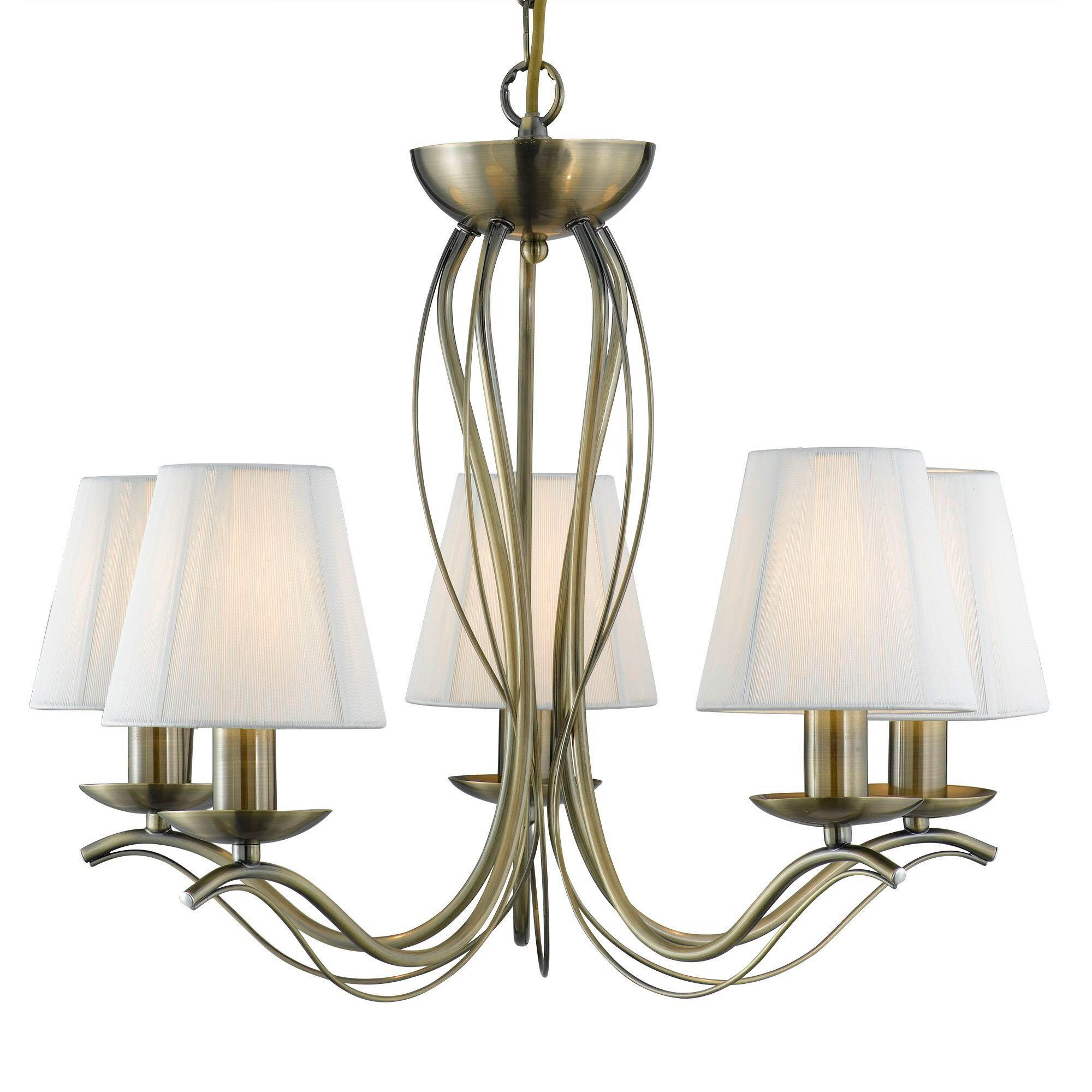 Searchlight Kronleuchter Andretti Creme, Messing 100 cm