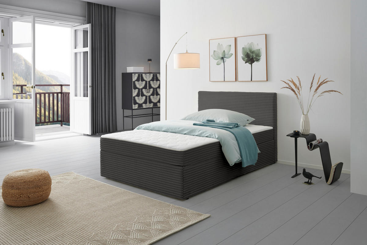 BOXBETT 140/200 cm  in Grau  - Grau, Modern, Holz/Textil (140/200cm) - MID.YOU