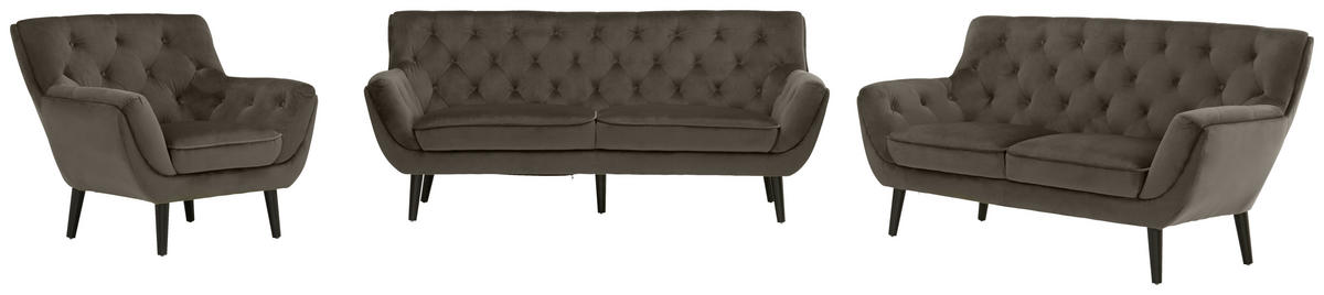 CHESTERFIELD FOTELJA drvo, tekstil  siva, crna   - siva/crna, Trend, drvo/tekstil (96/90/90cm) - Stylife