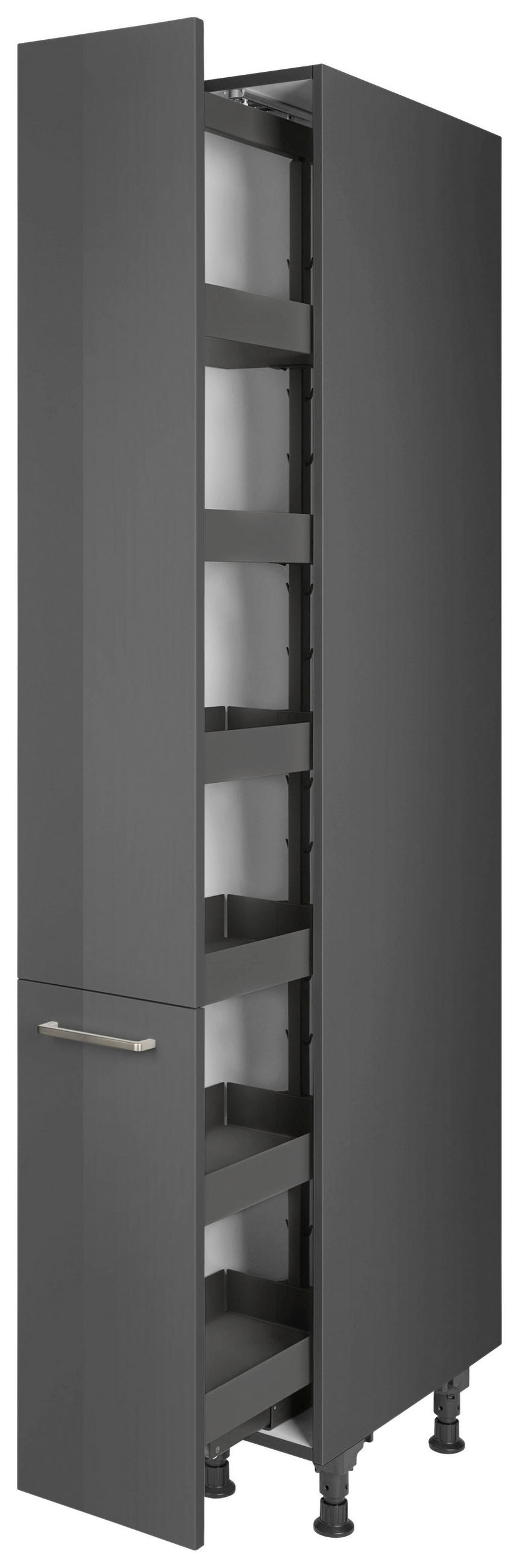 APOTHEKERSCHRANK 30/216,6/58 cm  in Schieferfarben  - Schieferfarben/Edelstahlfarben, MODERN, Holzwerkstoff/Metall (30/216,6/58cm) - Nobilia