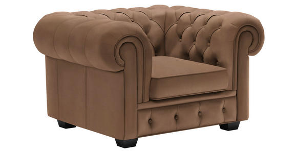 CHESTERFIELD-SESSEL - Wengefarben/Braun, LIFESTYLE, Holz/Textil (115/76,5/96cm) - Landscape