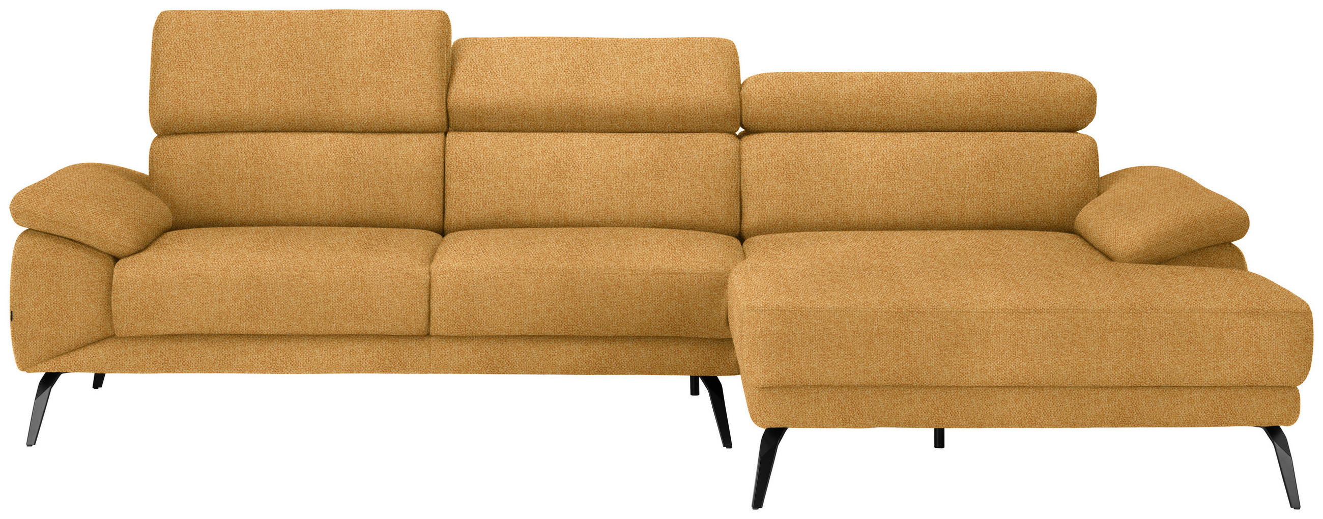 ECKSOFA Currygelb Velours  - Currygelb/Schwarz, Design, Textil/Metall (295/187cm) - Novel