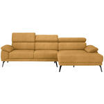 ECKSOFA in Velours Currygelb  - Currygelb/Schwarz, Design, Textil/Metall (295/187cm) - Novel