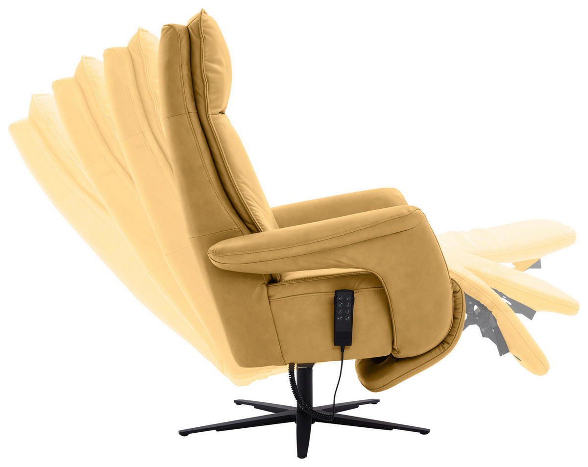 RELAXSESSEL in Leder Gelb  - Gelb/Schwarz, Design, Leder/Metall (83/123/87cm) - Valdera