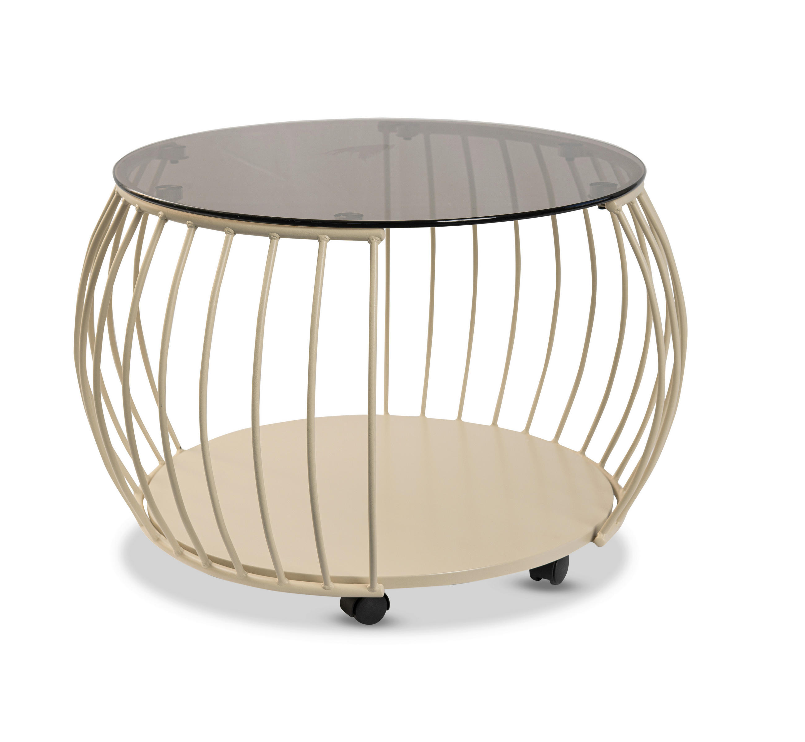 COUCHTISCH Sicherheitsglas 60/60/46 cm rund Creme  - Creme, Design, Glas/Holzwerkstoff (60/60/46cm) - Xora