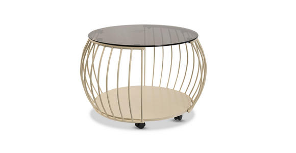 COUCHTISCH Sicherheitsglas 60/60/46 cm rund Creme  - Creme, Design, Glas/Holzwerkstoff (60/60/46cm) - Xora