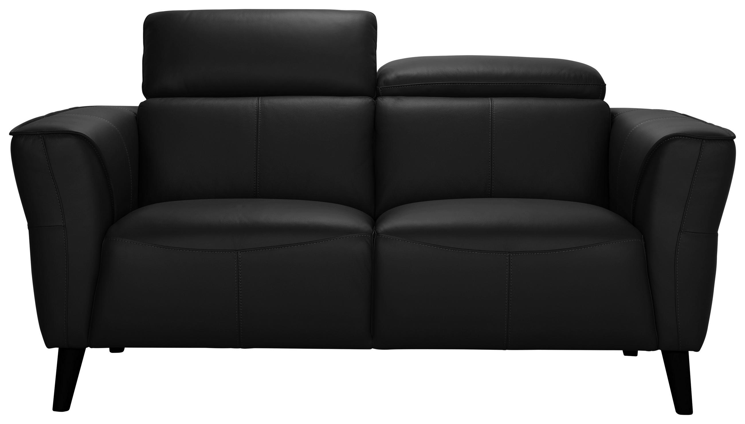 2-SITZER-SOFA Schwarz Echtleder  - Schwarz, KONVENTIONELL, Leder/Holz (164/92,5/96,5cm) - P & B