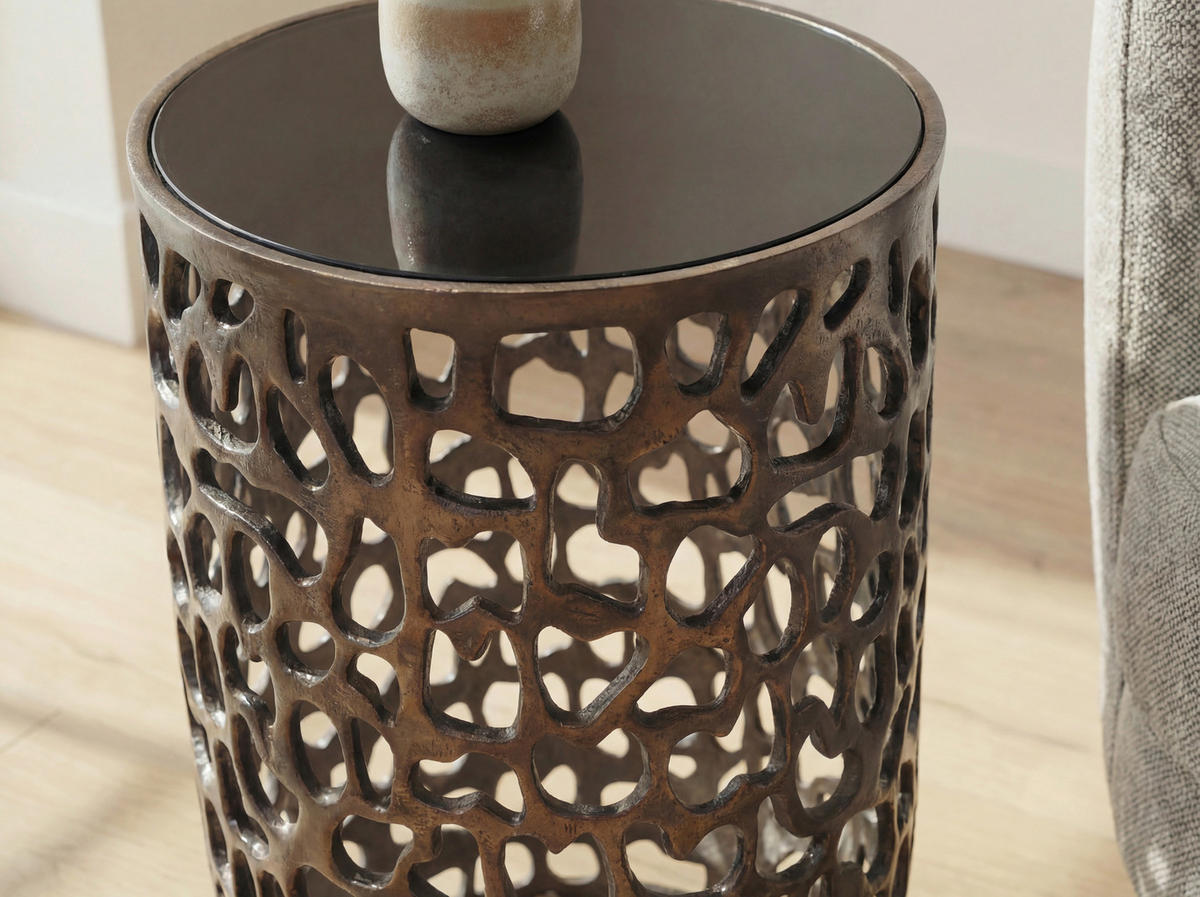 BEISTELLTISCH Metall, Glas 30/30/49 cm  - Schwarz, Design, Glas/Metall (30/30/49cm) - Livetastic