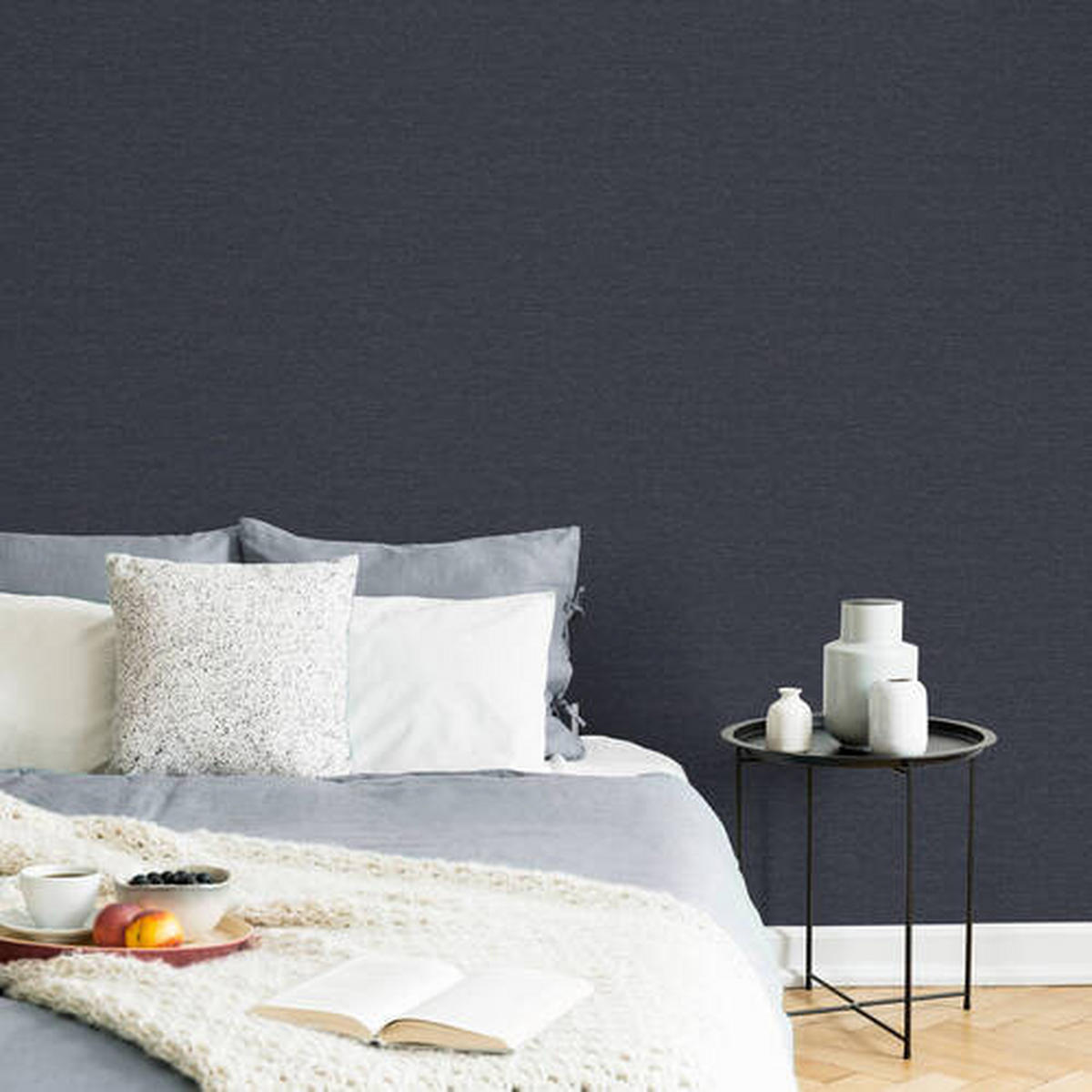 VLIESTAPETE - Graublau, Basics, Papier/Kunststoff (52/1000cm)