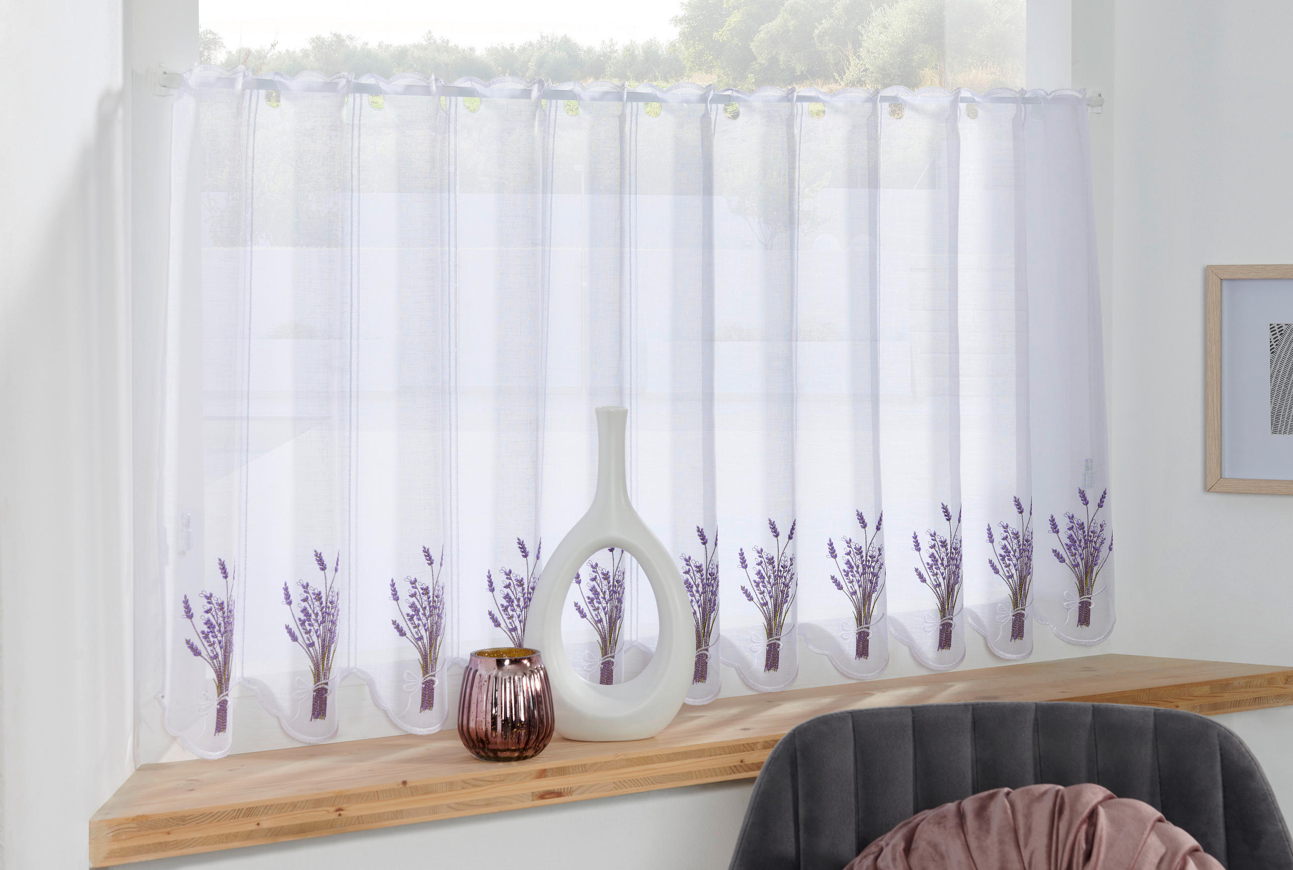 KRATKA ZAVESA           120 cm   lila, bela  - lila/bela, Konvencionalno, tekstil (120cm)